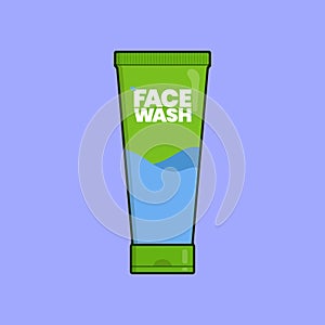 Flat Facewash Vector Illustration Icon bathroom Facewash cosmetic Product Vector