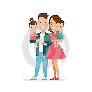 Flat Family children parenting illustration