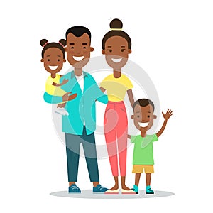 Flat Family children parenting illustration