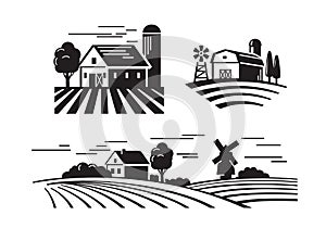 Flat farm icons