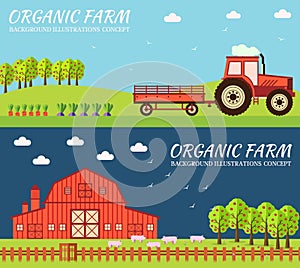 Flat farm in village set sprites and tile sets. instruments, flowers, vegetables, fruits, hay, farm building, animals, tractor,