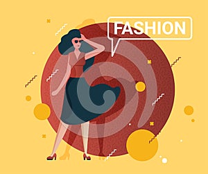 Flat fashion shopping girl illustration