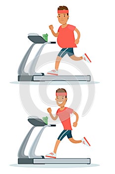 Flat fat man weight loss. Running treadmill before