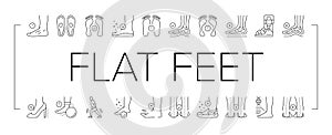 Flat Feet Disease Collection Icons Set Vector .
