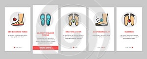 Flat Feet Disease Onboarding Icons Set Vector