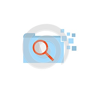 Flat file folder data searching icon vector