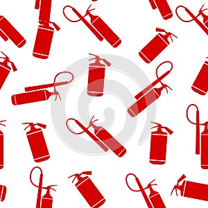 Flat Fire Extinguisher Seamless Pattern Background