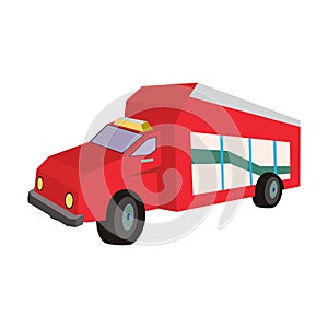 Flat fire truck icon. Flat design fire fighting equipment icon