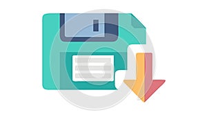 Flat Floppy Disk Download Icon, Modern Data Storage, vector design Generative AI