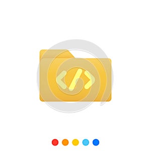 Flat folder design element with coding symbol,Folder icon,Vector and Illustration