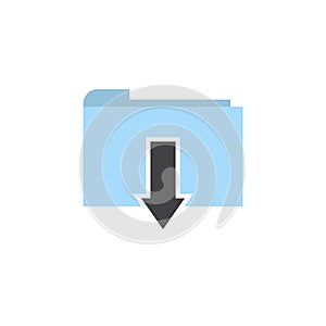 Flat folder download icon vector