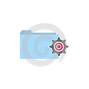 Flat folder setting gear icon vector