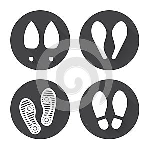 Flat footprint icons set