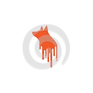 Flat fox melt logo symbol icon vector graphic design illustration idea creative