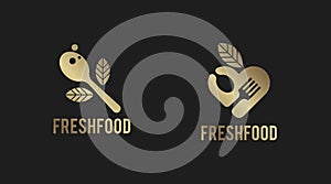 Flat fresh food logo template vector