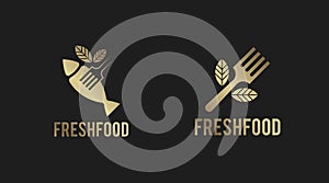 Flat fresh food logo template vector