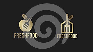 Flat fresh food logo template vector