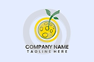 Flat fruit moon icon symbol logo template vector