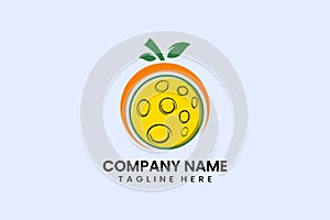Flat fruit moon icon symbol logo template vector