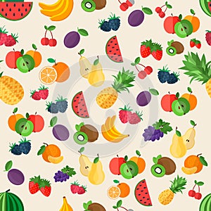 Flat fruits seamless pattern