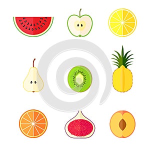 Flat fruits. Vector illustration