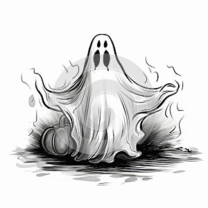 Flat Funny Ghosts Playful Spooky Appeal