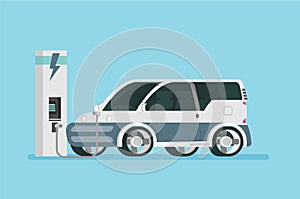 Flat future car vector isolated on color background