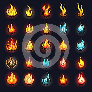 flat game fire flame ai generated