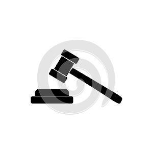 Flat gavel vector isolated on white background. Judgement hammer icon