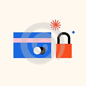 Flat geometric credit card security illustration