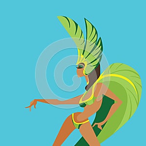 Flat geometric design of dancing samba queen