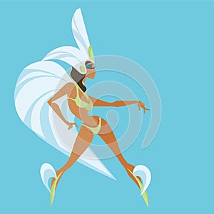 Flat geometric design of dancing samba queen