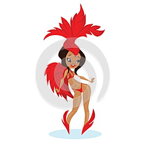 Flat geometric design of dancing samba queen