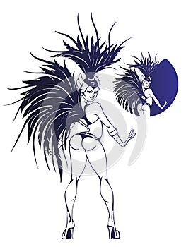 Flat geometric design of dancing samba queen