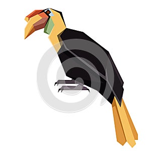 Flat geometric Winkled Hornbill