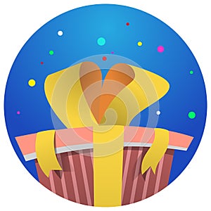 Flat gift box with ribbon