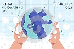 Flat global handwashing day background Vector illustration.