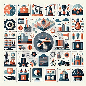 Oil and Gas flat glyph 2D infograms photo