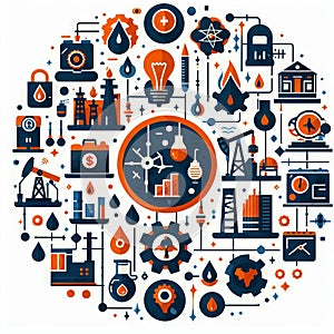 Oil and Gas flat glyph 2D infograms photo