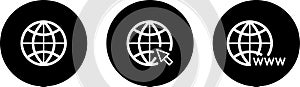 Flat Go to Web icons as globe or world symbol
