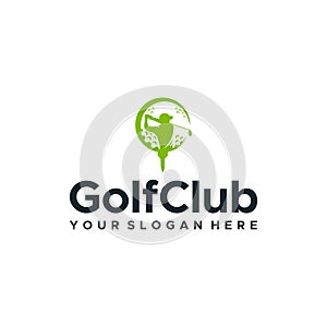 flat GolfClub golfer stick people logo design photo