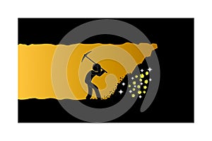A flat graphic of an underground miner
