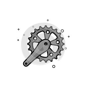 Flat Grayscale Icon - Bicycle crank set