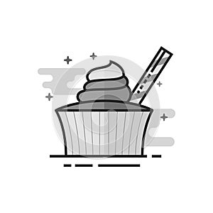 Flat Grayscale Icon - Cake