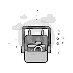 Flat Grayscale Icon - Camera bag