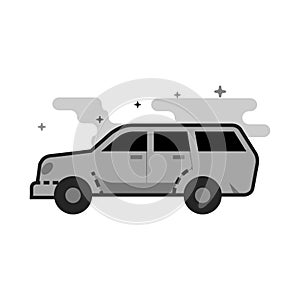 Flat Grayscale Icon - Car