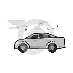 Flat Grayscale Icon - Car sedan