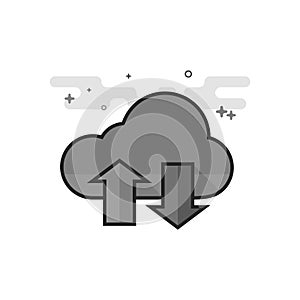 Flat Grayscale Icon - Cloud storage