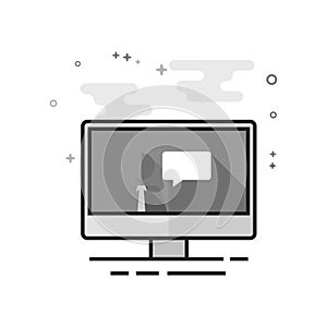 Flat Grayscale Icon - Computer chat