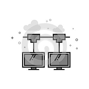 Flat Grayscale Icon - Computer network